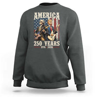 250 Years America Anniversary Sweatshirt Vintage President Playing Guitar 4th of July