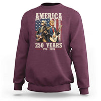 250 Years America Anniversary Sweatshirt Vintage President Playing Guitar 4th of July