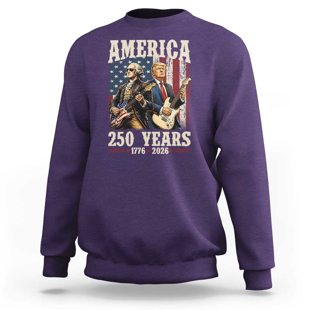 250 Years America Anniversary Sweatshirt Vintage President Playing Guitar 4th of July