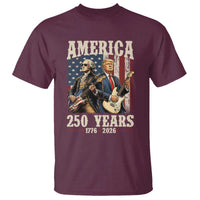 250 Years America Anniversary T Shirt Vintage President Playing Guitar 4th of July