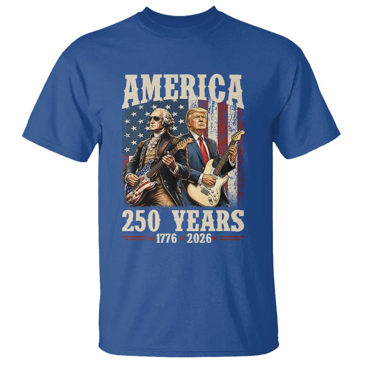 250 Years America Anniversary T Shirt Vintage President Playing Guitar 4th of July