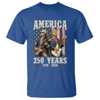 250 Years America Anniversary T Shirt Vintage President Playing Guitar 4th of July