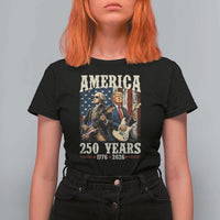 250 Years America Anniversary T Shirt For Women Vintage President Playing Guitar 4th of July