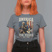 250 Years America Anniversary T Shirt For Women Vintage President Playing Guitar 4th of July