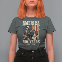 250 Years America Anniversary T Shirt For Women Vintage President Playing Guitar 4th of July