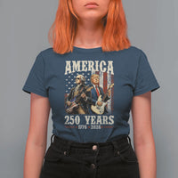 250 Years America Anniversary T Shirt For Women Vintage President Playing Guitar 4th of July