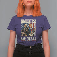 250 Years America Anniversary T Shirt For Women Vintage President Playing Guitar 4th of July