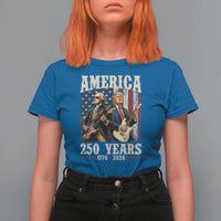 250 Years America Anniversary T Shirt For Women Vintage President Playing Guitar 4th of July