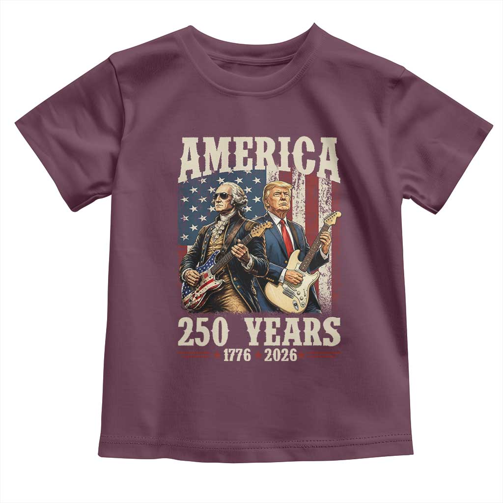250 Years America Anniversary Toddler T Shirt Vintage President Playing Guitar 4th of July