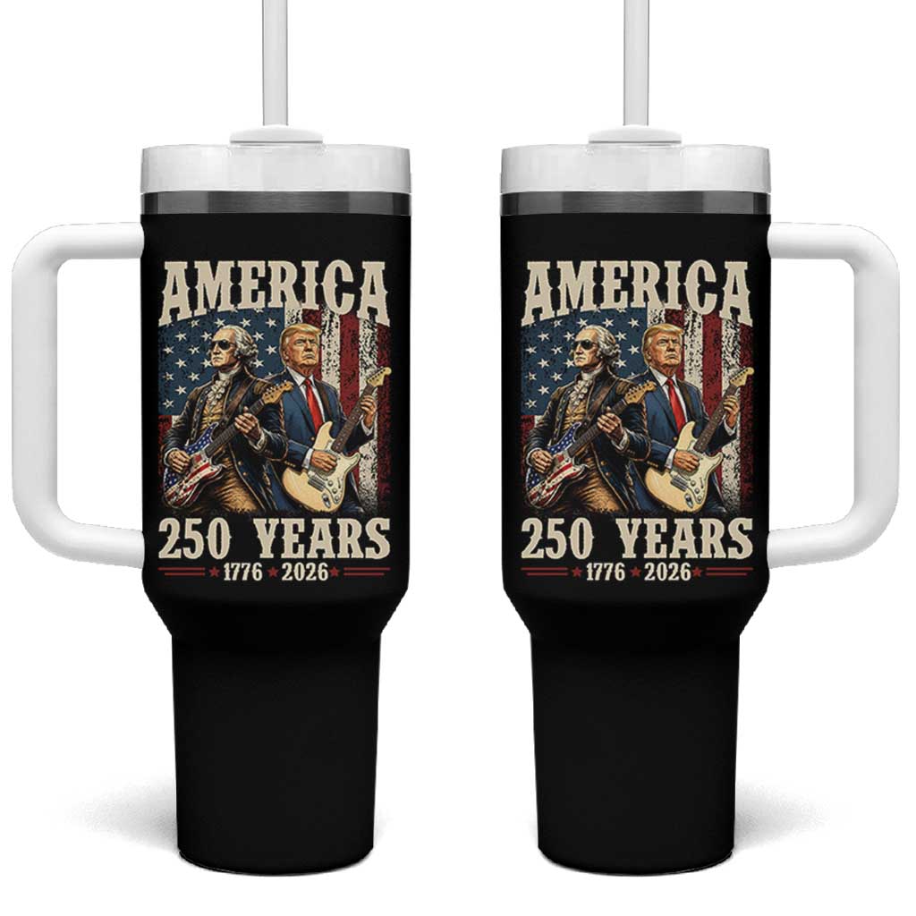 250 Years America Anniversary Tumbler With Handle Vintage President Playing Guitar 4th of July