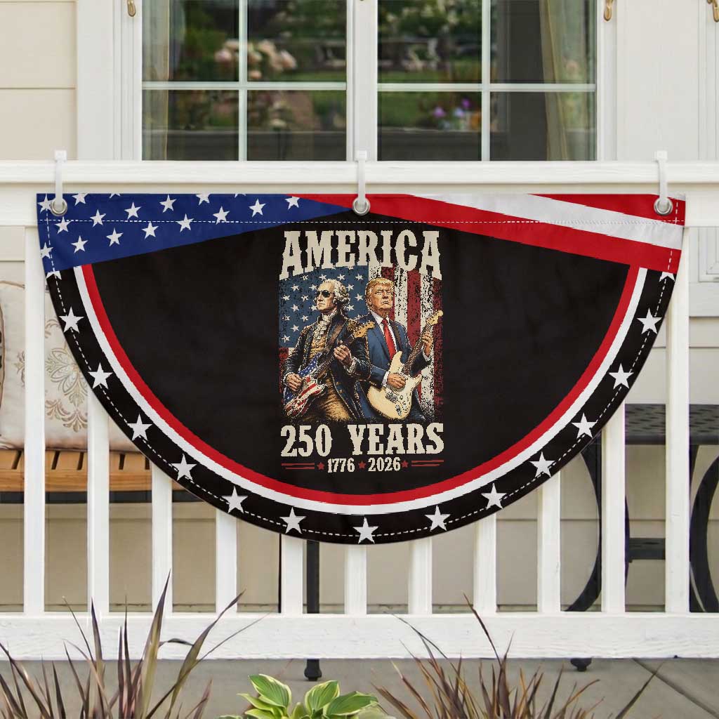 250 Years America Anniversary Patriotic Fan Flag Vintage President Playing Guitar 4th of July