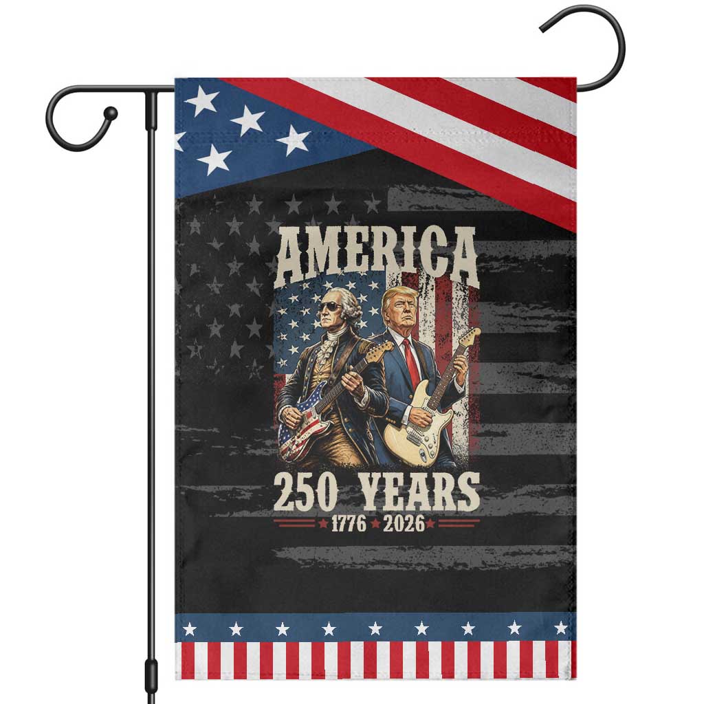250 Years America Anniversary Patriotic Garden Flag Vintage President Playing Guitar 4th of July