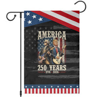250 Years America Anniversary Patriotic Garden Flag Vintage President Playing Guitar 4th of July