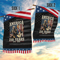 250 Years America Anniversary Patriotic Garden Flag Vintage President Playing Guitar 4th of July