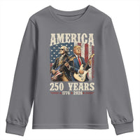 250 Years America Anniversary Youth Sweatshirt Vintage President Playing Guitar 4th of July