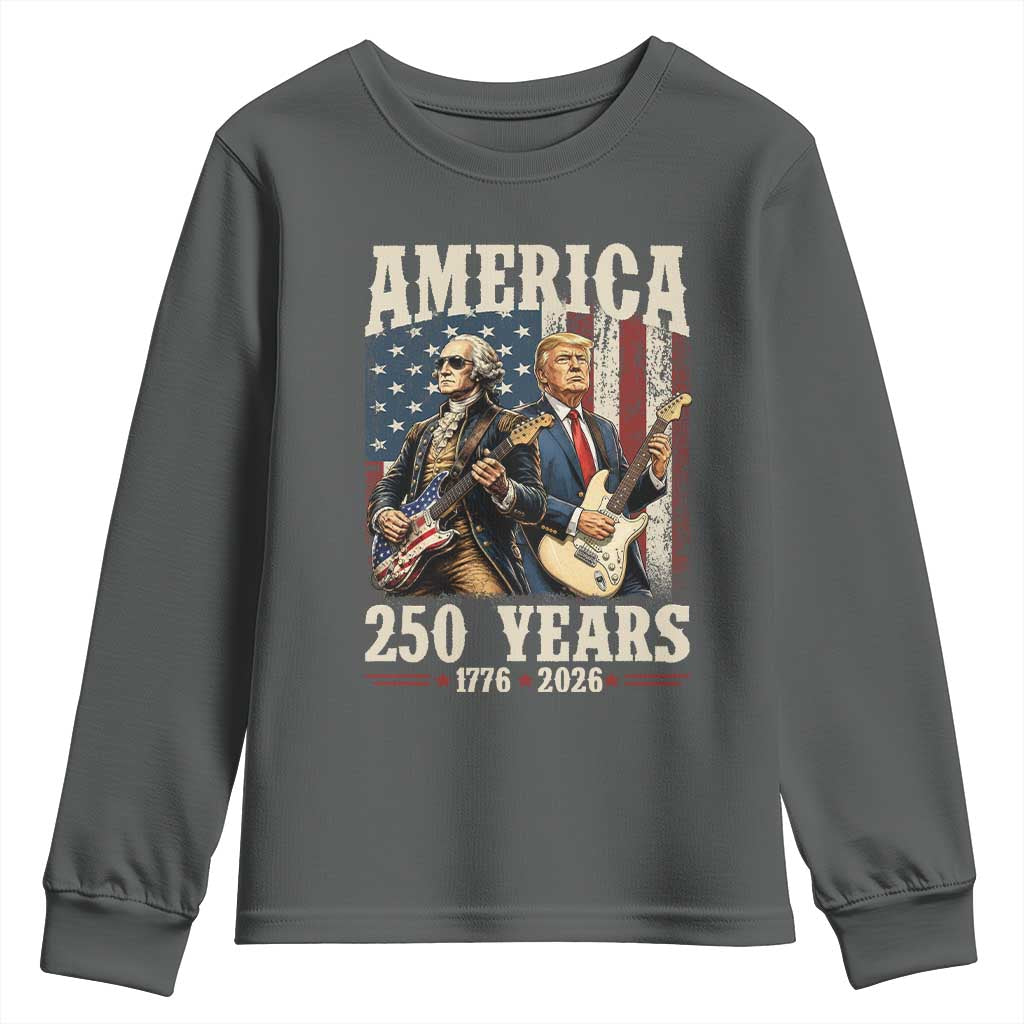250 Years America Anniversary Youth Sweatshirt Vintage President Playing Guitar 4th of July
