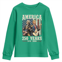250 Years America Anniversary Youth Sweatshirt Vintage President Playing Guitar 4th of July