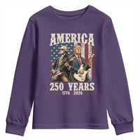 250 Years America Anniversary Youth Sweatshirt Vintage President Playing Guitar 4th of July