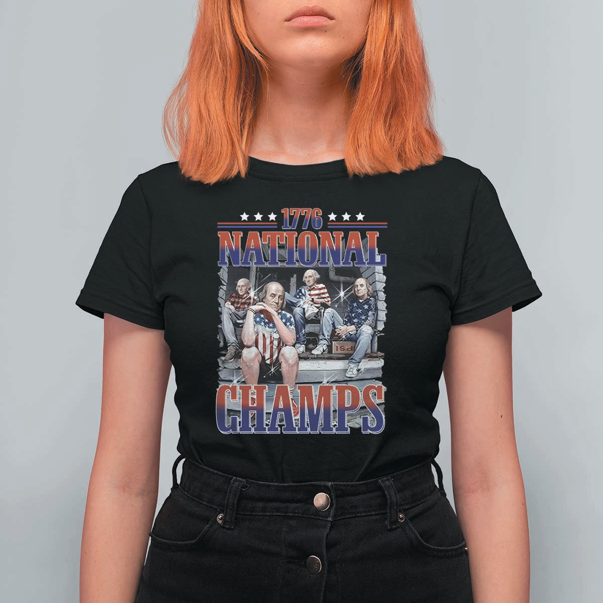 1776 National Champs T Shirt For Women Funny Founding Father USA 250th Anniversary