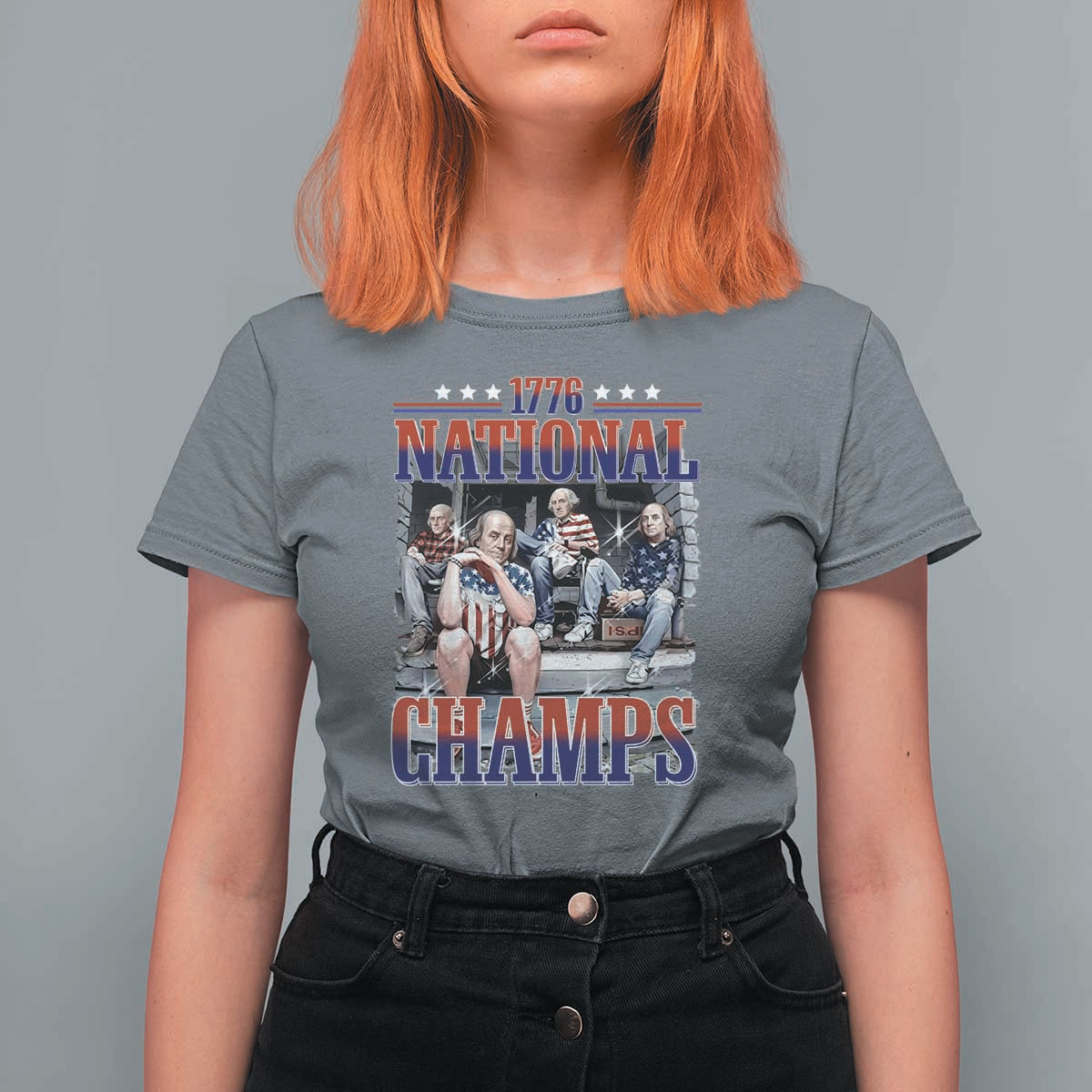 1776 National Champs T Shirt For Women Funny Founding Father USA 250th Anniversary