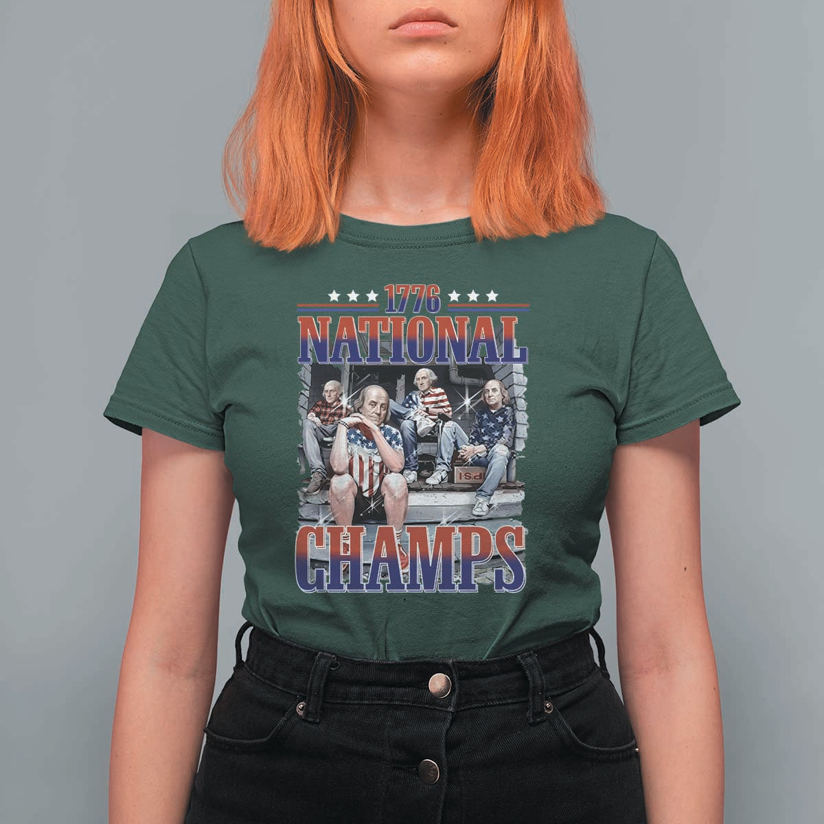 1776 National Champs T Shirt For Women Funny Founding Father USA 250th Anniversary