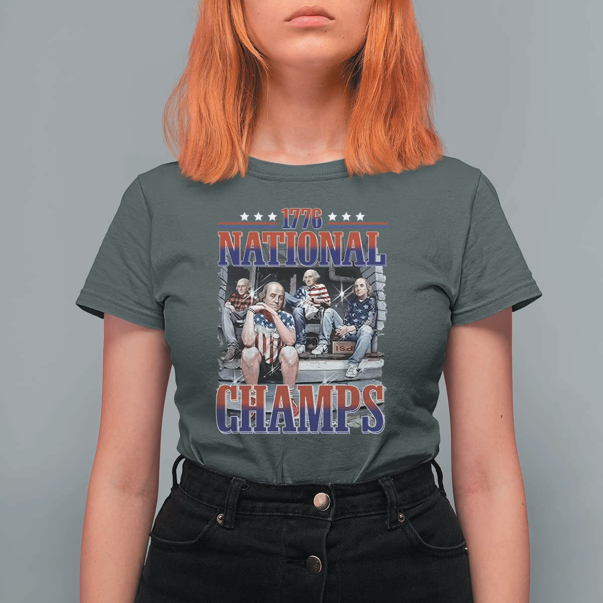 1776 National Champs T Shirt For Women Funny Founding Father USA 250th Anniversary