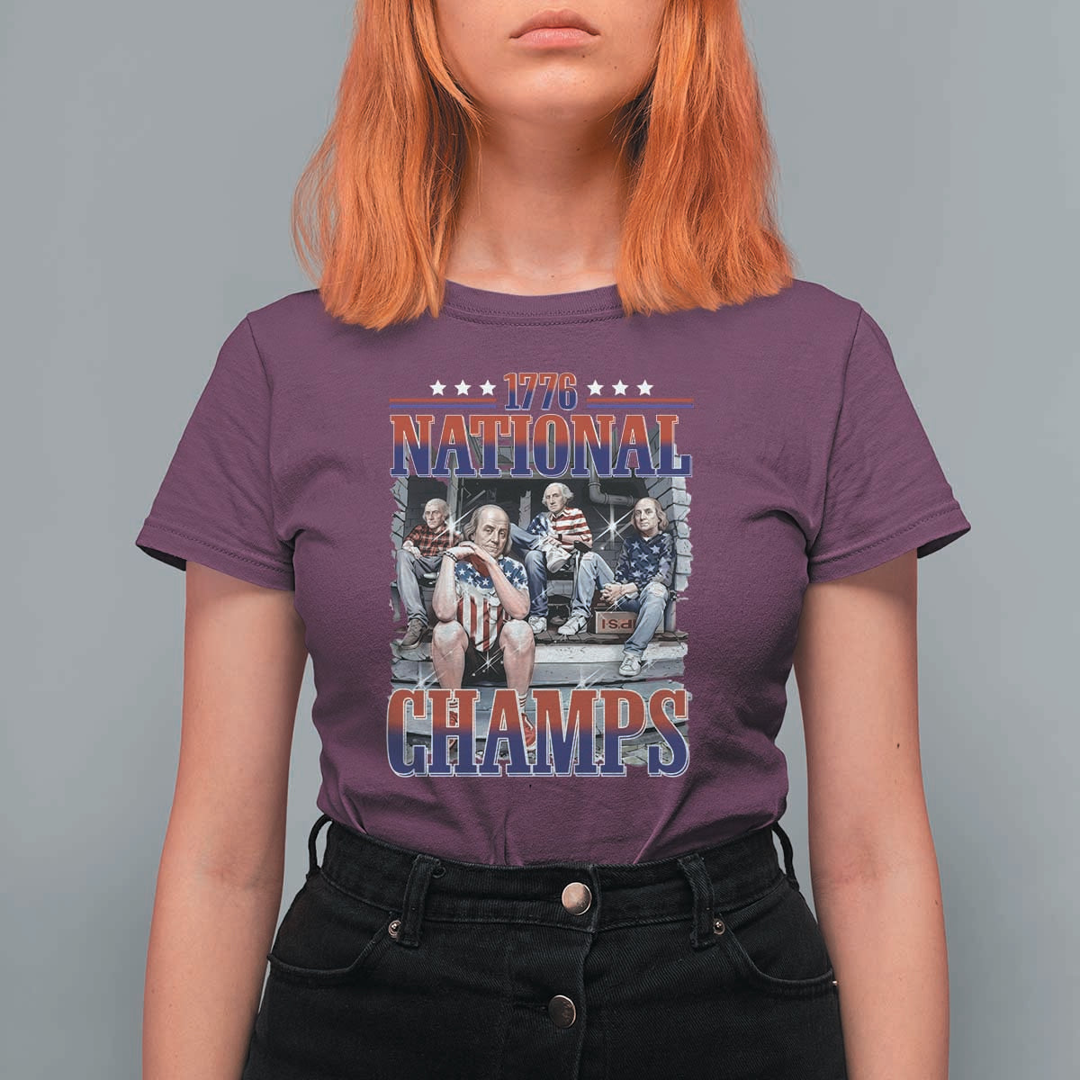 1776 National Champs T Shirt For Women Funny Founding Father USA 250th Anniversary