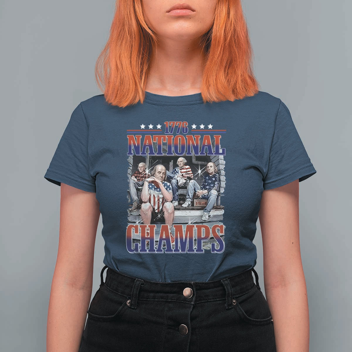 1776 National Champs T Shirt For Women Funny Founding Father USA 250th Anniversary