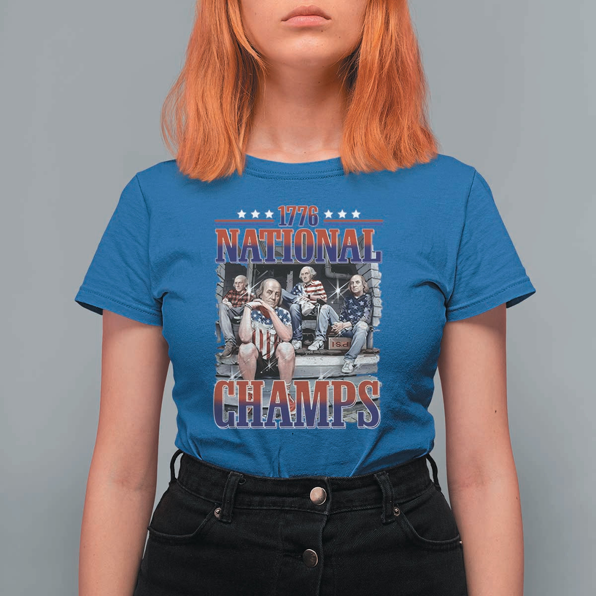 1776 National Champs T Shirt For Women Funny Founding Father USA 250th Anniversary