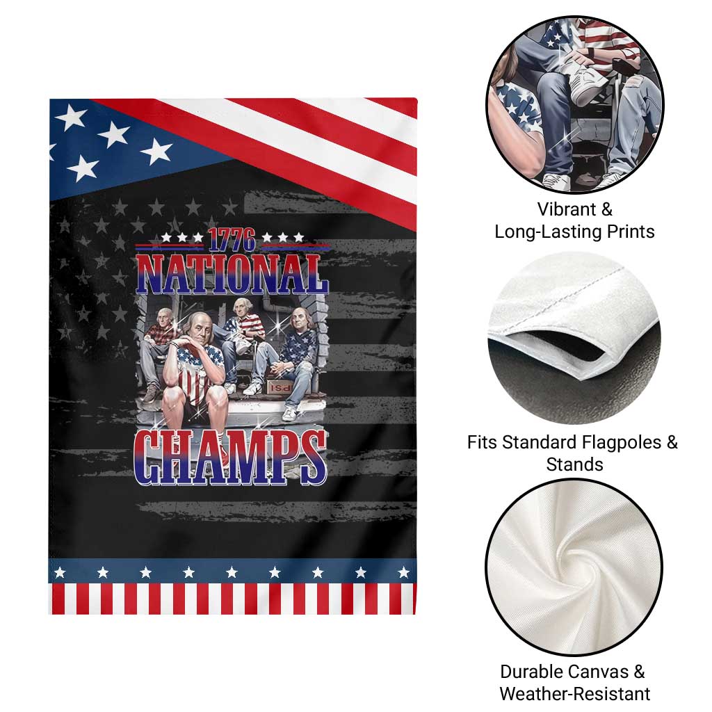 1776 National Champs Patriotic Garden Flag Funny Founding Father USA 250th Anniversary