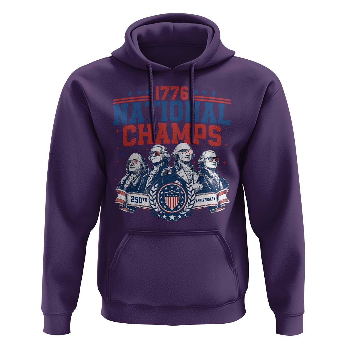 1776 National Champs Hoodie Funny Founding Fathers Sunglasses Patriotic 4th of July