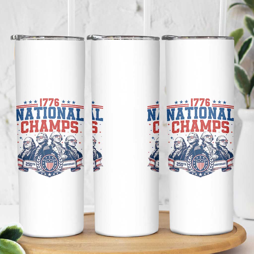 1776 National Champs Skinny Tumbler Funny Founding Fathers Sunglasses Patriotic 4th of July