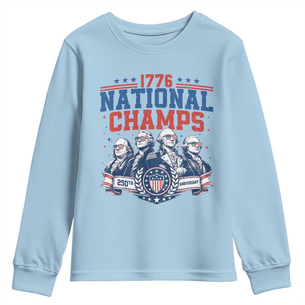 1776 National Champs Youth Sweatshirt Funny Founding Fathers Sunglasses Patriotic 4th of July