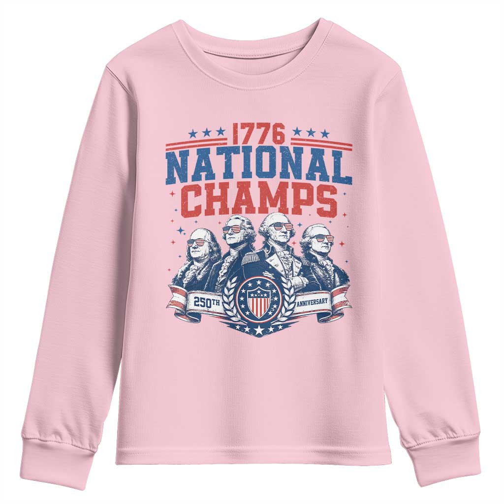1776 National Champs Youth Sweatshirt Funny Founding Fathers Sunglasses Patriotic 4th of July