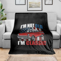I'm Not Old I'm Classic Throw Blanket American Classic Collector Car US Flag