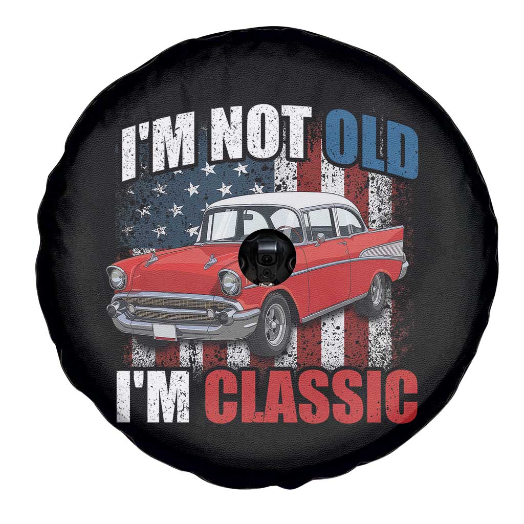 I'm Not Old I'm Classic Spare Tire Cover American Classic Collector Car US Flag