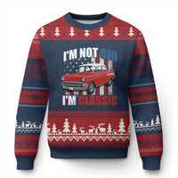 I'm Not Old I'm Classic Ugly Christmas Sweater American Classic Collector Car US Flag