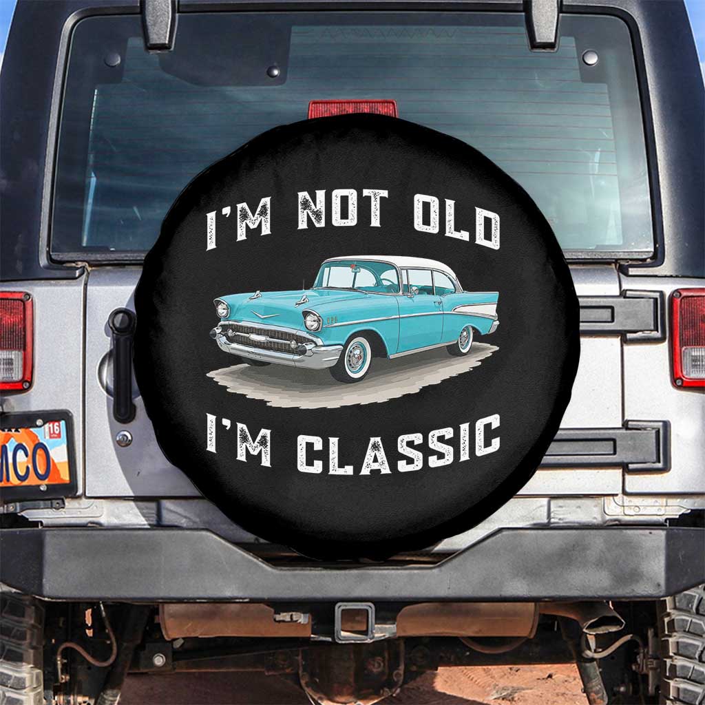I'm Not Old I'm Classic Spare Tire Cover Vintage 1957 Turquoise Classic Car