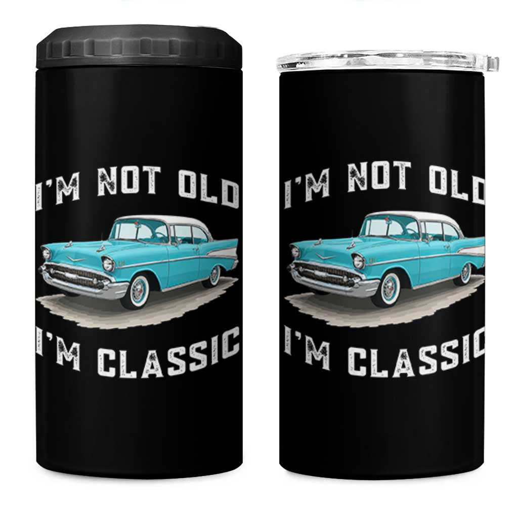 I'm Not Old I'm Classic 4 in 1 Can Cooler Tumbler Vintage 1957 Turquoise Classic Car
