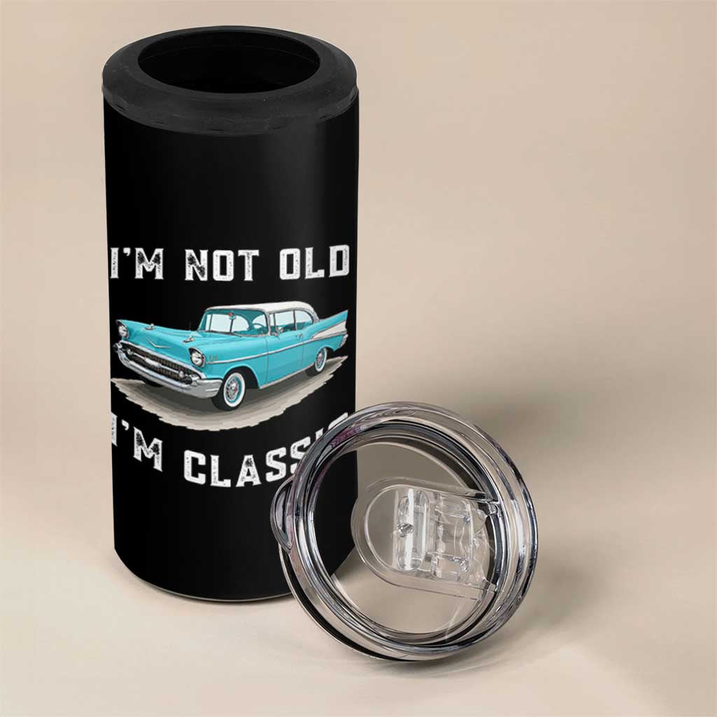 I'm Not Old I'm Classic 4 in 1 Can Cooler Tumbler Vintage 1957 Turquoise Classic Car