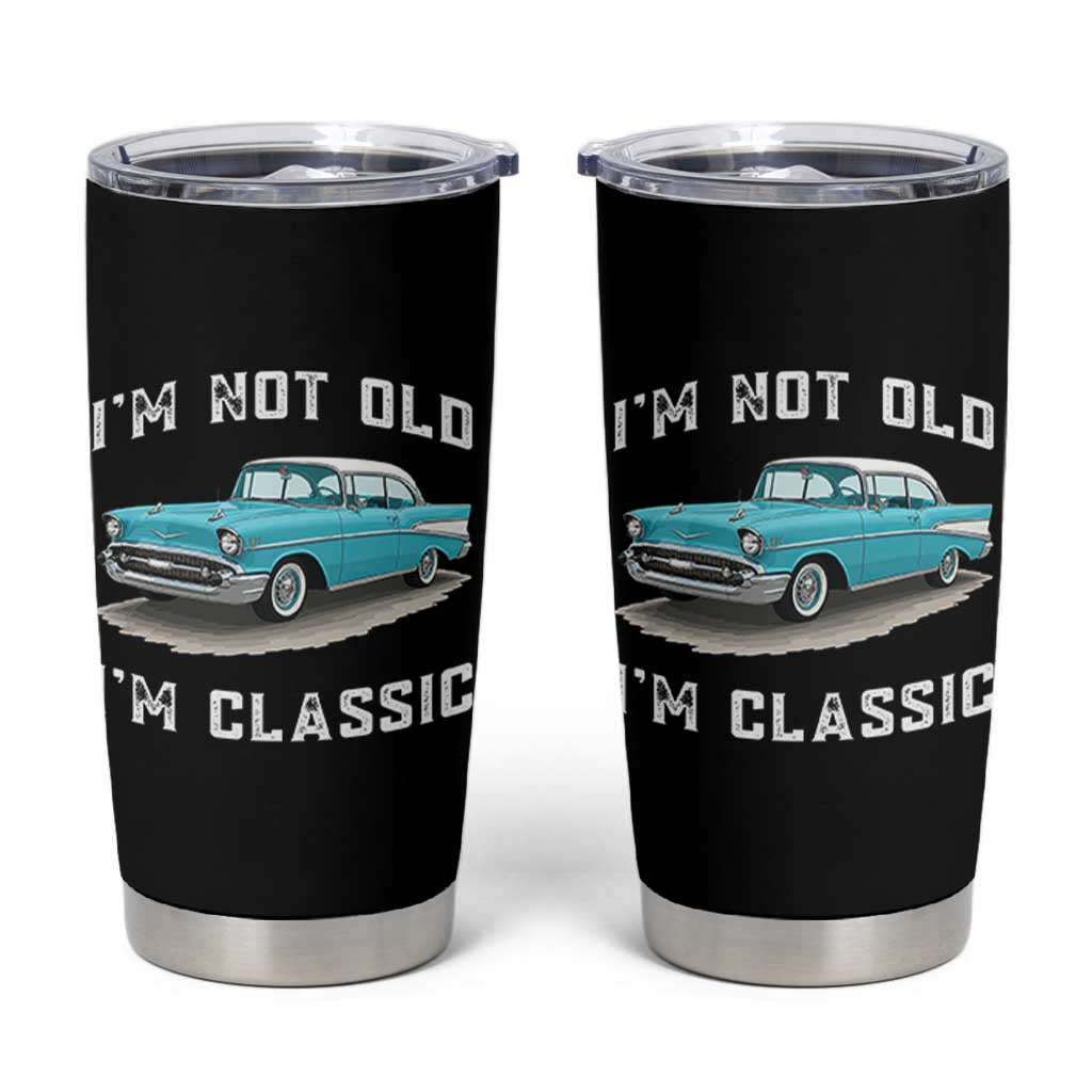 I'm Not Old I'm Classic Tumbler Cup Vintage 1957 Turquoise Classic Car