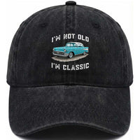 I'm Not Old I'm Classic Washed Cotton Baseball Cap Vintage 1957 Turquoise Classic Car