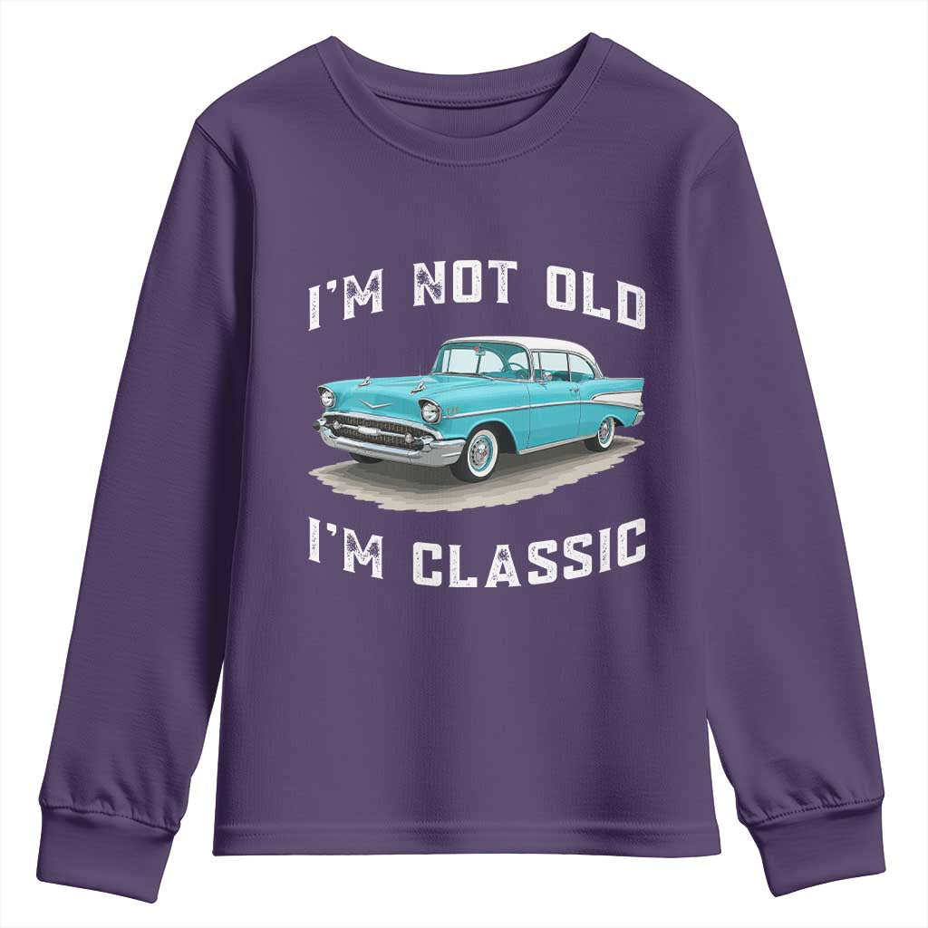 I'm Not Old I'm Classic Youth Sweatshirt Vintage 1957 Turquoise Classic Car