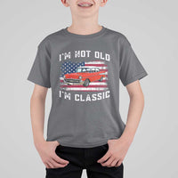 I'm Not Old I'm Classic T Shirt For Kid Vintage 1957 Hot Rod Silhouette Patriotic American Flag