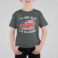 I'm Not Old I'm Classic T Shirt For Kid Vintage 1957 Hot Rod Silhouette Patriotic American Flag