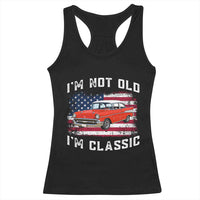 I'm Not Old I'm Classic Racerback Tank Top Vintage 1957 Hot Rod Silhouette Patriotic American Flag