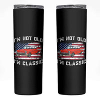 I'm Not Old I'm Classic Skinny Tumbler Vintage 1957 Hot Rod Silhouette Patriotic American Flag