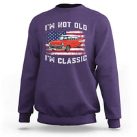 I'm Not Old I'm Classic Sweatshirt Vintage 1957 Hot Rod Silhouette Patriotic American Flag