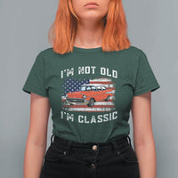 I'm Not Old I'm Classic T Shirt For Women Vintage 1957 Hot Rod Silhouette Patriotic American Flag