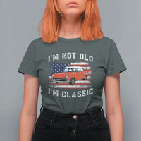 I'm Not Old I'm Classic T Shirt For Women Vintage 1957 Hot Rod Silhouette Patriotic American Flag